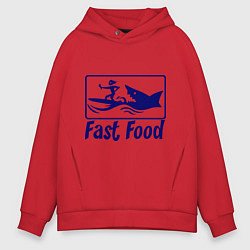 Толстовка оверсайз мужская Shark fast food, цвет: красный