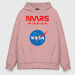 Толстовка оверсайз мужская Nasa Mars mission, цвет: пыльно-розовый