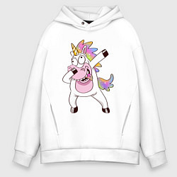 Толстовка оверсайз мужская Dabbing Unicorn, цвет: белый