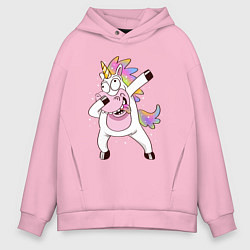 Толстовка оверсайз мужская Dabbing Unicorn, цвет: светло-розовый