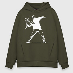 Толстовка оверсайз мужская Banksy, цвет: хаки