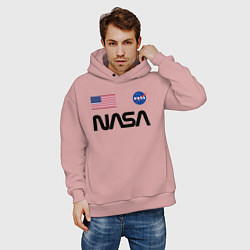 Толстовка оверсайз мужская NASA НАСА, цвет: пыльно-розовый — фото 2