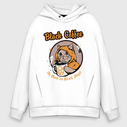 Толстовка оверсайз мужская Black Coffee Cat, цвет: белый
