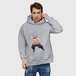 Толстовка оверсайз мужская KIMETSU NO YAIBA, цвет: меланж — фото 2