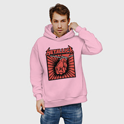 Толстовка оверсайз мужская Metallica, цвет: светло-розовый — фото 2