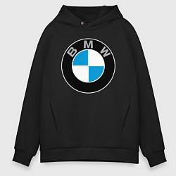 Толстовка оверсайз мужская BMW, цвет: черный