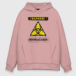 Толстовка оверсайз мужская Biohazard, цвет: пыльно-розовый