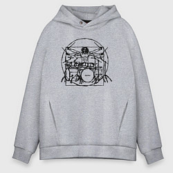 Толстовка оверсайз мужская Витрувианский барабанщик, цвет: меланж