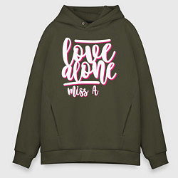 Толстовка оверсайз мужская Love alone, цвет: хаки