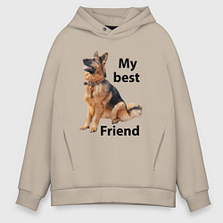 Толстовка оверсайз мужская Овчарка, цвет: миндальный