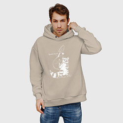 Толстовка оверсайз мужская Курьер - Енот - Пенсия, цвет: миндальный — фото 2