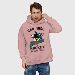 Толстовка оверсайз мужская SAN JOSE SHARKS, цвет: пыльно-розовый — фото 2