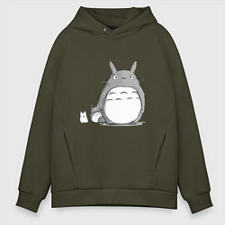 Толстовка оверсайз мужская Тоторо, цвет: хаки