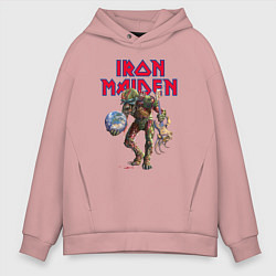 Толстовка оверсайз мужская Iron Maiden, цвет: пыльно-розовый