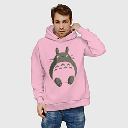 Толстовка оверсайз мужская Тоторо с прозрачным пузиком, цвет: светло-розовый — фото 2