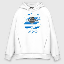 Толстовка оверсайз мужская Рваная тельняшка, цвет: белый