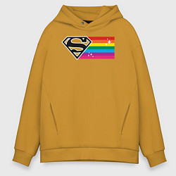 Толстовка оверсайз мужская Superman Rainbow Logo, цвет: горчичный
