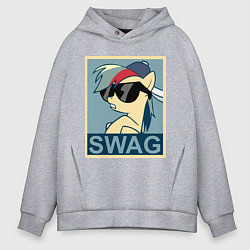Толстовка оверсайз мужская Rainbow Dash swag, цвет: меланж