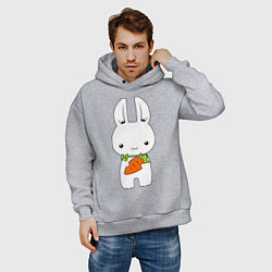Толстовка оверсайз мужская Зайчик с морковкой, цвет: меланж — фото 2