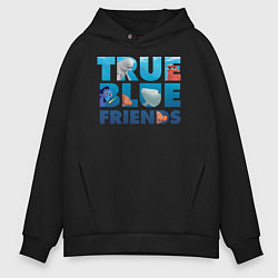 Толстовка оверсайз мужская True Blue Friends, цвет: черный