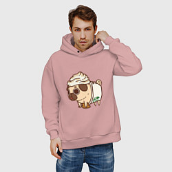 Толстовка оверсайз мужская Сладкий мопс, цвет: пыльно-розовый — фото 2