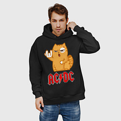 Толстовка оверсайз мужская ACDC rock cat, цвет: черный — фото 2