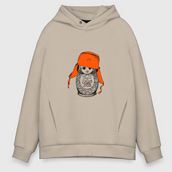 Толстовка оверсайз мужская Родина Россия, цвет: миндальный