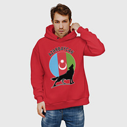 Толстовка оверсайз мужская Азербайджан, цвет: красный — фото 2