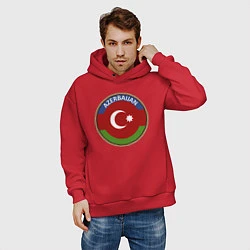 Толстовка оверсайз мужская Азербайджан, цвет: красный — фото 2