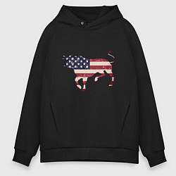 Толстовка оверсайз мужская USA Bull, цвет: черный