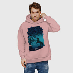 Толстовка оверсайз мужская Конь, цвет: пыльно-розовый — фото 2