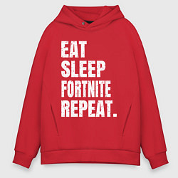 Толстовка оверсайз мужская EAT SLEEP FORTNITE REPEAT, цвет: красный