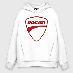 Толстовка оверсайз мужская Ducati Logo Дукати Лого Z, цвет: белый