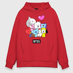 Толстовка оверсайз мужская BT21, цвет: красный