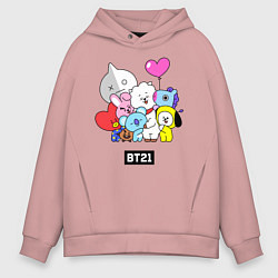 Толстовка оверсайз мужская BT21, цвет: пыльно-розовый