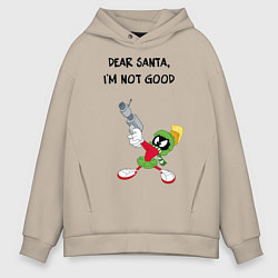 Толстовка оверсайз мужская Dear Santa, Im not good, цвет: миндальный