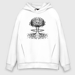 Толстовка оверсайз мужская Взрыв мозга, цвет: белый
