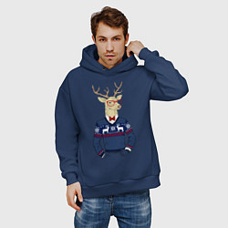 Толстовка оверсайз мужская Hipster Deer, цвет: тёмно-синий — фото 2