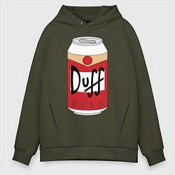 Толстовка оверсайз мужская Duff Beer, цвет: хаки