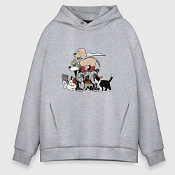 Толстовка оверсайз мужская One Punch Man, цвет: меланж