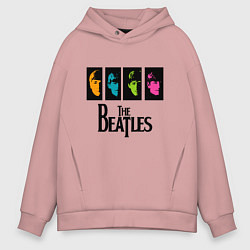 Толстовка оверсайз мужская Всемирный день The Beatles, цвет: пыльно-розовый