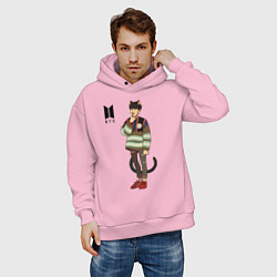 Толстовка оверсайз мужская BTS Cat, цвет: светло-розовый — фото 2