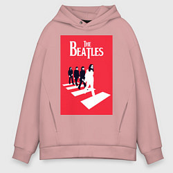 Толстовка оверсайз мужская The Beatles, цвет: пыльно-розовый