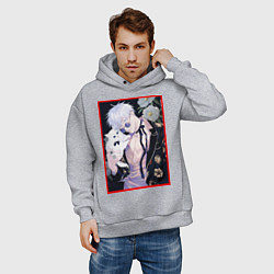 Толстовка оверсайз мужская Сатору гото С кошечкой, цвет: меланж — фото 2