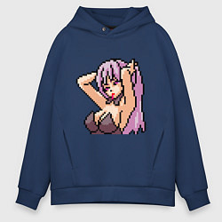 Толстовка оверсайз мужская Pixel art anime, цвет: тёмно-синий