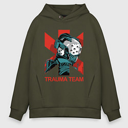 Толстовка оверсайз мужская TRAUMA TEAM Cyberpunk 2077, цвет: хаки