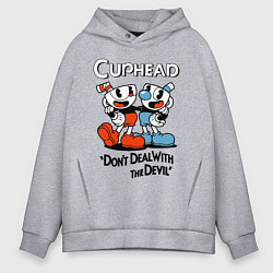 Толстовка оверсайз мужская Cuphead, Dont deal with devil, цвет: меланж