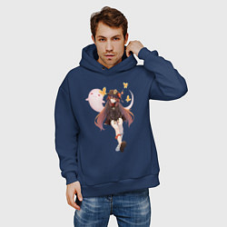 Толстовка оверсайз мужская Ху Тао, цвет: тёмно-синий — фото 2