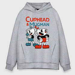 Толстовка оверсайз мужская Cuphead & Mugman, цвет: меланж