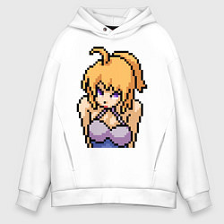 Толстовка оверсайз мужская Pixel art anime, цвет: белый